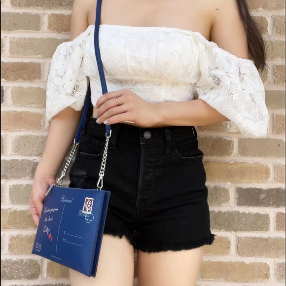 Kate Spade Bon Voyage Off the Grid Postcard Double Zip Crossbody River Blue - Picture 2 of 5